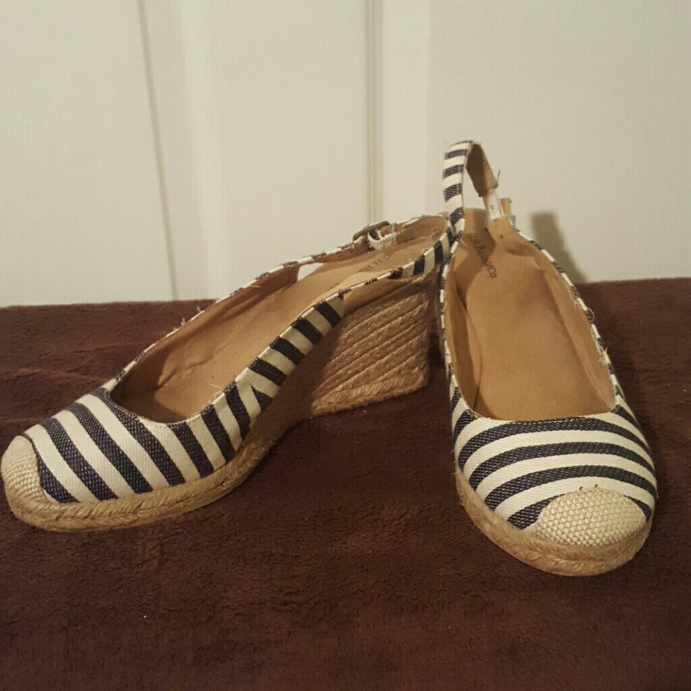 Canvas Sling Back Wedges